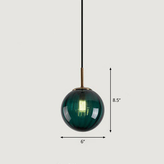 Contemporary Multi-Color Glass Ball Pendulum Light For Dining Table - 1 Head Ceiling Pendant