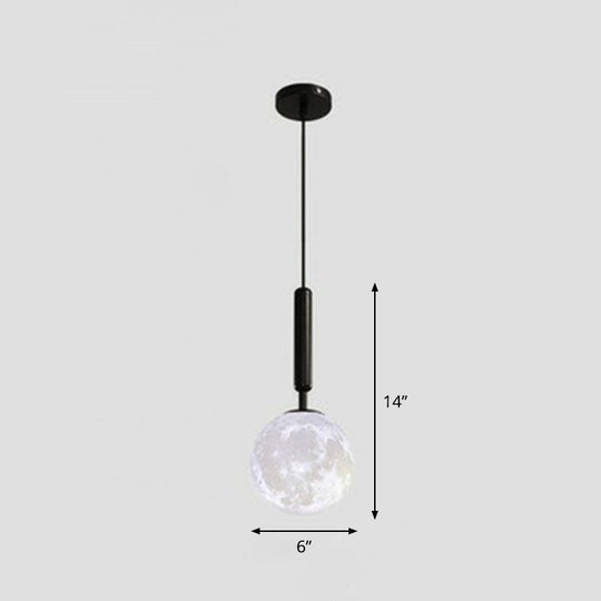 Minimalist Metal Crescent Pendant Light - 3D Printed Moon Shape Single Hanging Lamp