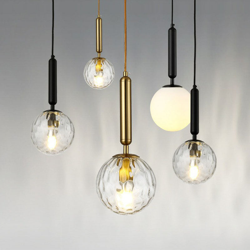 Modernist Hammer Glass Pendant Light - Stylish Hanging Ball Fixture For Restaurants