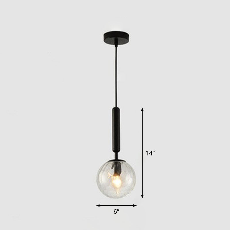 Modernist Hammer Glass Pendant Light - Stylish Hanging Ball Fixture For Restaurants Black