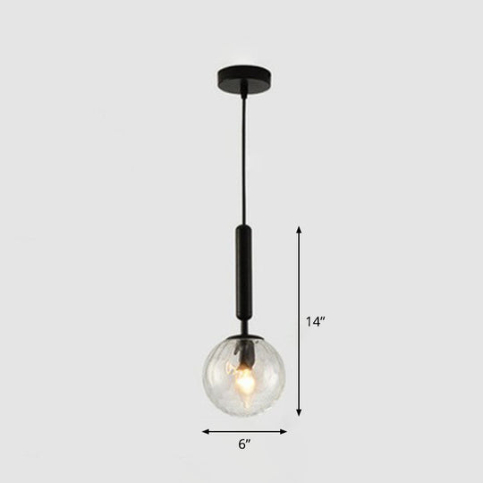 Modernist Hammer Glass Pendant Light - Stylish Hanging Ball Fixture For Restaurants Black
