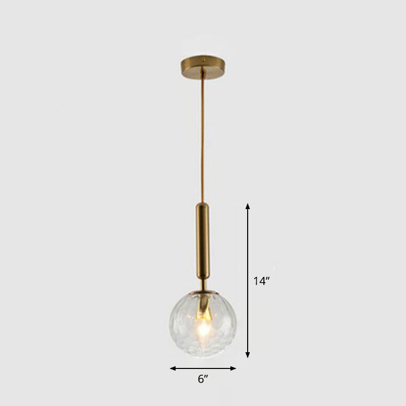 Modernist Hammer Glass Pendant Light - Stylish Hanging Ball Fixture For Restaurants Gold
