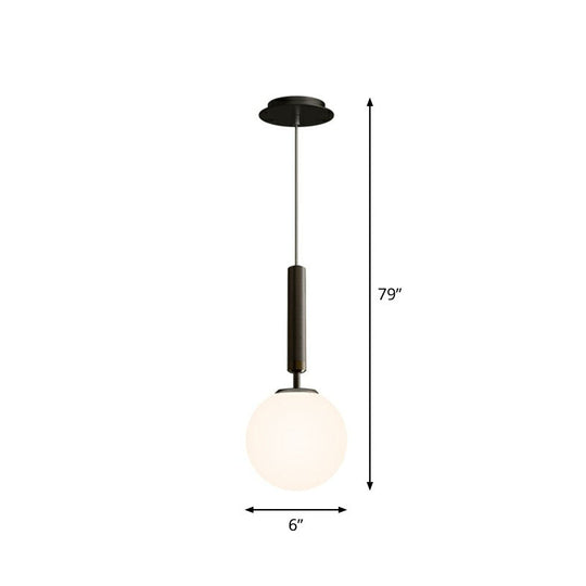 Post-Modern Glass Ball Pendant Light: Sleek 1 Bulb Fixture For Bedroom Suspension Lighting Black /