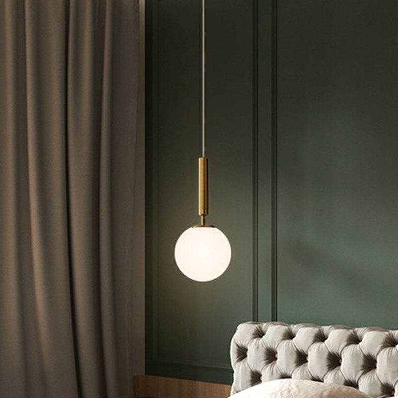 Post-Modern Glass Ball Pendant Light For Bedroom With 1 Bulb And Suspended Fixture