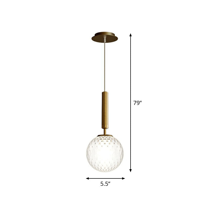 Post-Modern Glass Ball Pendant Light For Bedroom With 1 Bulb And Suspended Fixture Gold / Clear