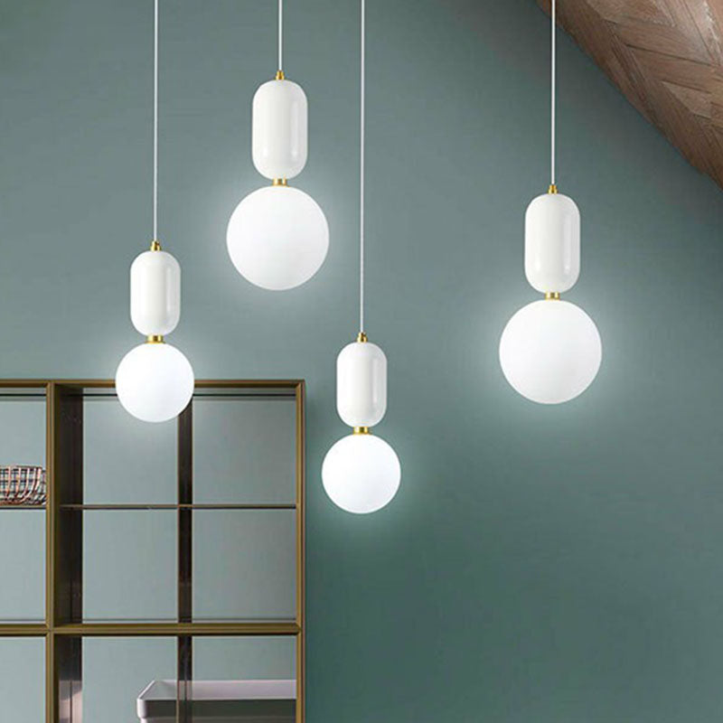 Nordic 1-Light Global Hanging Light Fixture With Opaline Glass Shade