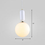 Nordic 1-Light Opaline Glass Hanging Light Fixture White / 8