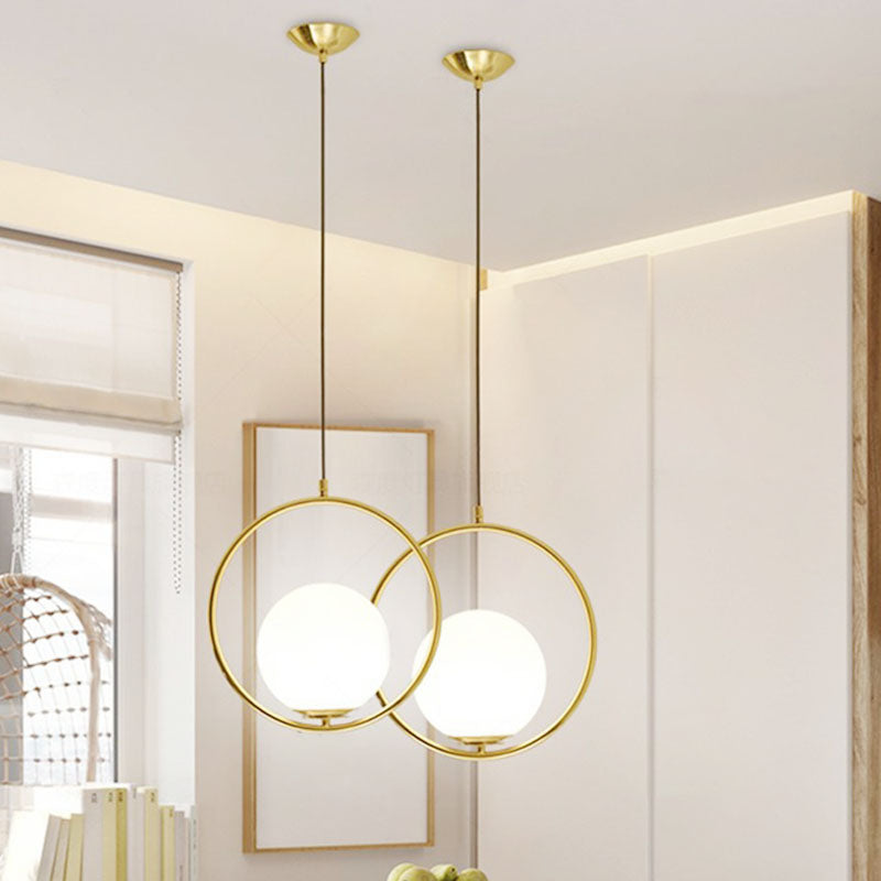 Milky Glass Kitchen Pendant Light- Modern Single-Bulb Hanging Ceiling Fixture