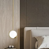 Simple Cream Glass Novelty Ball Pendant Light With Bedside Suspension - 1-Bulb Gold Lighting