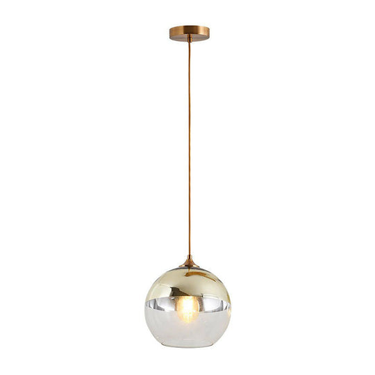 Postmodern Glass Pendant Light - Sphere Electroplate Ideal For Dining Room Ceiling Hang