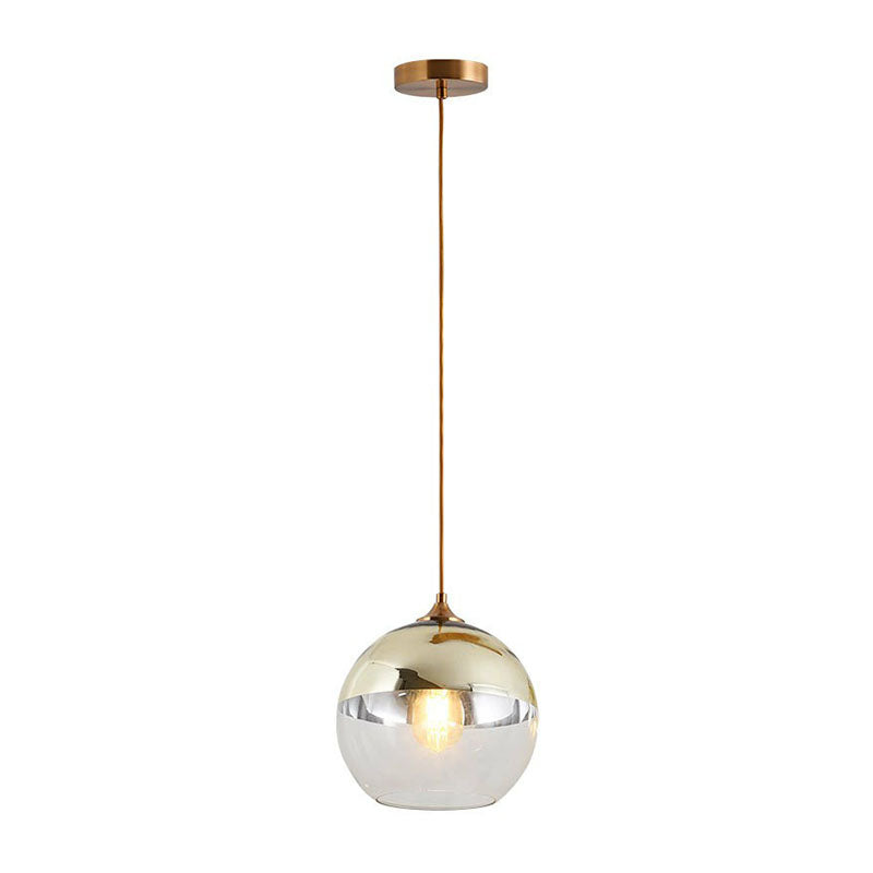 Sleek Electroplate Glass Pendant Light For Dining Room - Postmodern Single Ceiling Hang Design