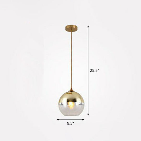 Postmodern Glass Pendant Light - Sphere Electroplate Ideal For Dining Room Ceiling Hang