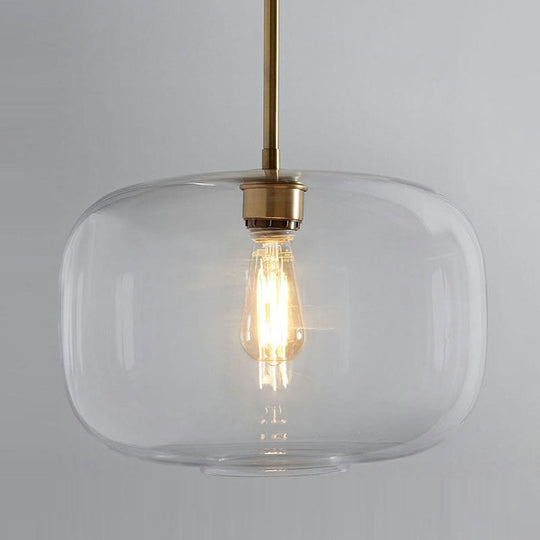 Clear Glass Mug Pendant Light With Simple Design Gold Finish And Suspension