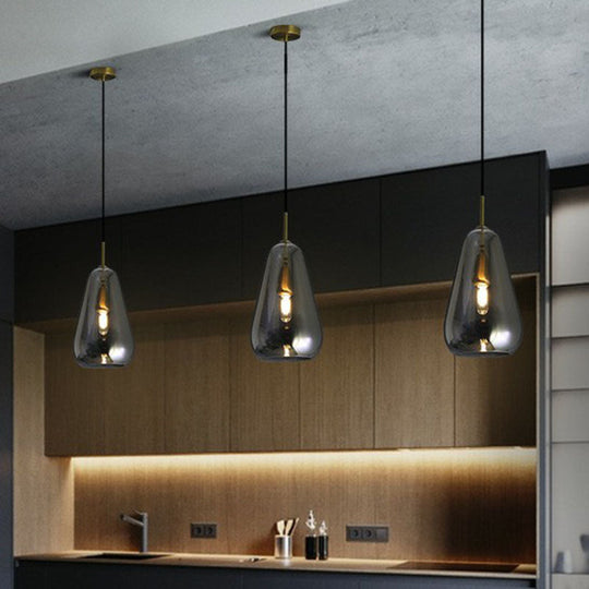 Droplet Pendant Light - Open-Kitchen Glass Simplicity Design In Brass