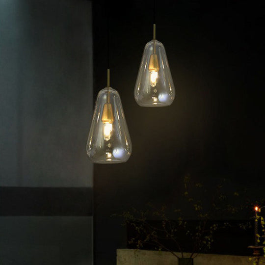 Droplet Pendant Light - Open-Kitchen Glass Simplicity Design In Brass