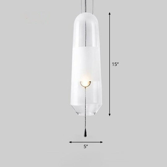 Nordic Glass Elliptical Suspension Light Pendant With Pull Chain - Perfect For Dining Rooms 1 Bulb