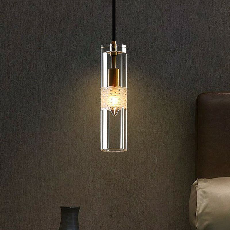 Lampe suspendue en cristal noir pour salle à manger : élégante lampe suspendue tubulaire à 1 ampoule