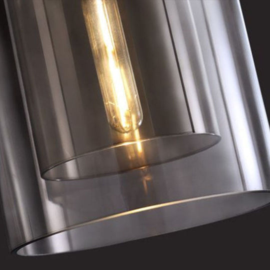 Modern Bedroom Hanging Lamp With Double Glass Cloche Shade