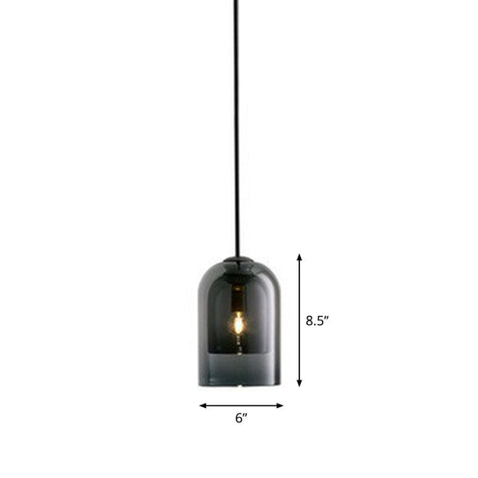 Contemporary Glass Cloche Hanging Lamp - Kitchen Pendant Light Fixture