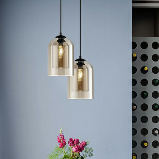 Modern Dual-Glass Pendant Light For Dining Room - Inverted Cup Design