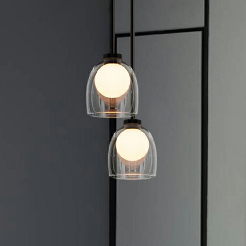 Contemporary Glass Pendant Light With Single Bell And Ball Design For Living Room Suspension