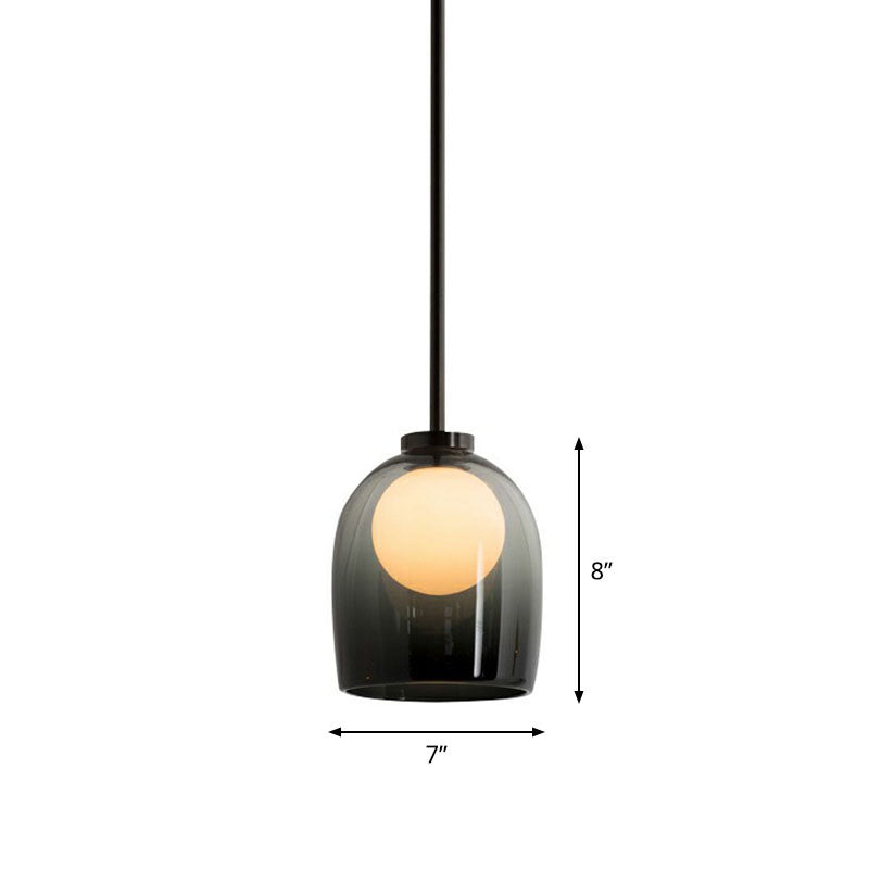 Glass Bell And Ball Suspension Lamp - Stylish Modern Pendant Light For Single Living Room Smoke Gray