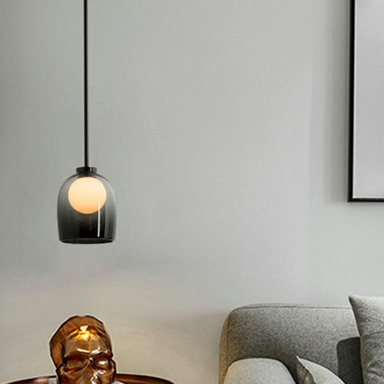Glass Bell And Ball Suspension Lamp - Stylish Modern Pendant Light For Single Living Room