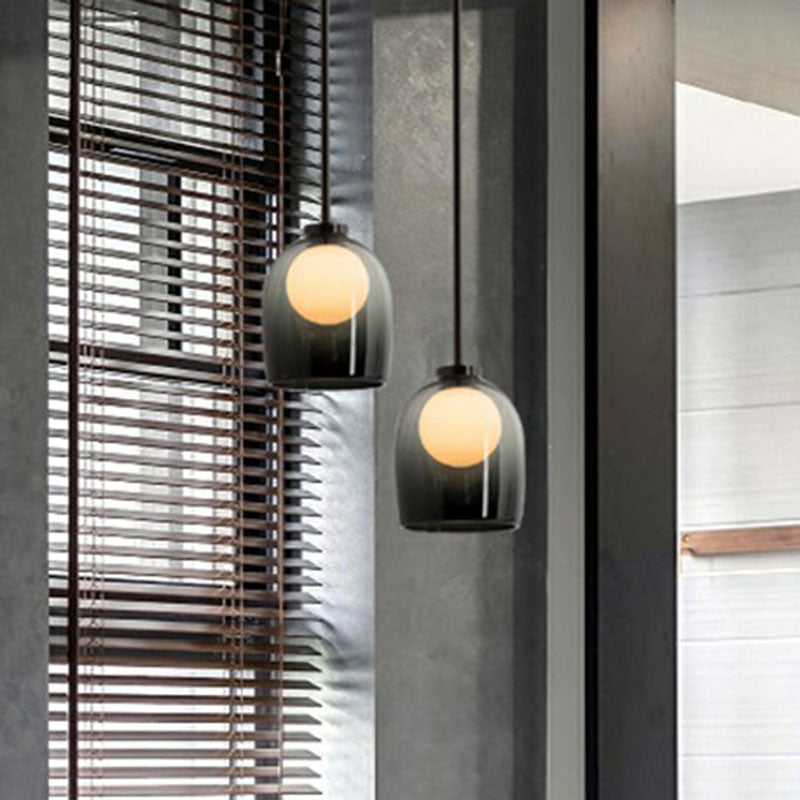 Glass Bell And Ball Suspension Lamp - Stylish Modern Pendant Light For Single Living Room