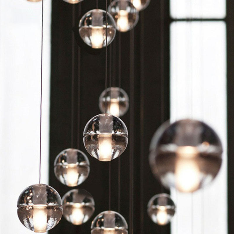 Modern Meteor Shower Multi-Light Pendant Chandelier With Clear Seedy Glass