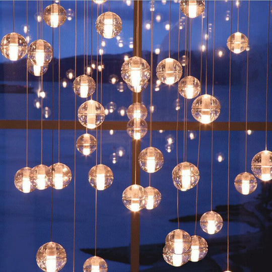 Seedy Glass Meteor Shower Pendant Chandelier: Modern Clear Suspension Light Fixture