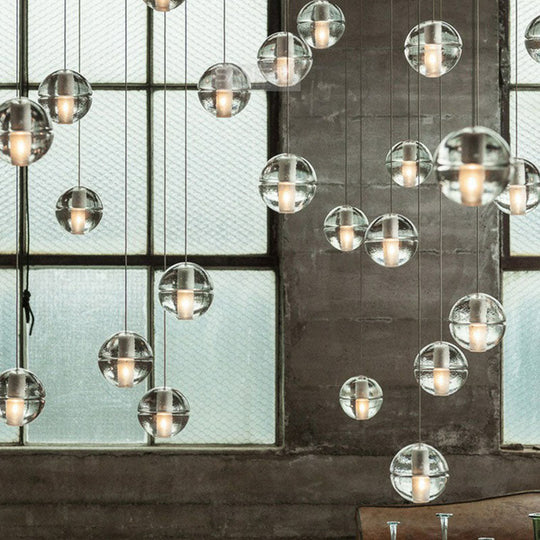 Seedy Glass Meteor Shower Pendant Chandelier: Modern Clear Suspension Light Fixture