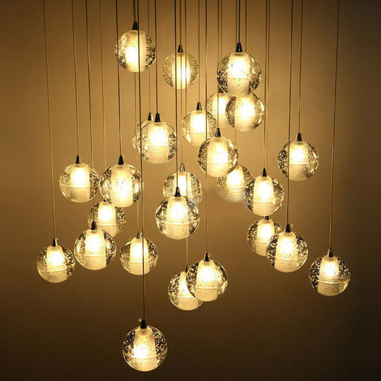 Modern Meteor Shower Multi-Light Pendant Chandelier With Clear Seedy Glass