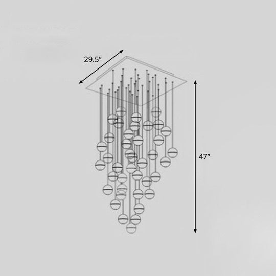 Modern Meteor Shower Multi-Light Pendant Chandelier With Clear Seedy Glass 36 / Linear