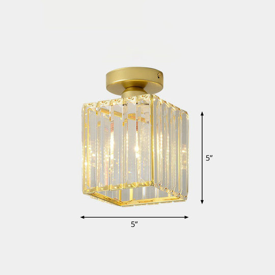 Prismatic Crystal Geometric Flush Mount Ceiling Light - Postmodern Style Gold / Square Plate
