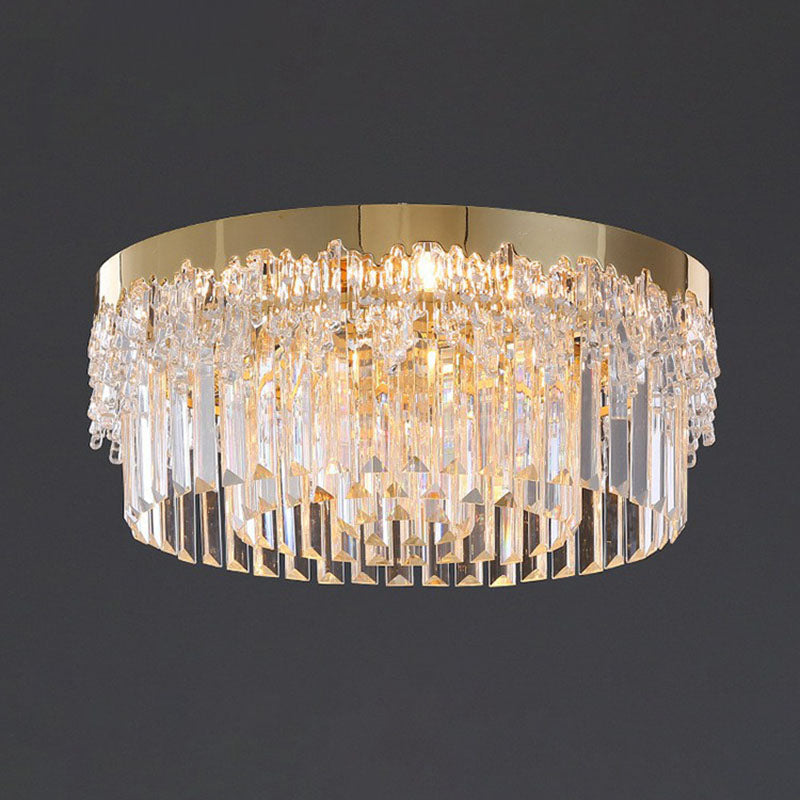 Prismatic Crystal Ceiling Lamp With Gold Finish / 19’