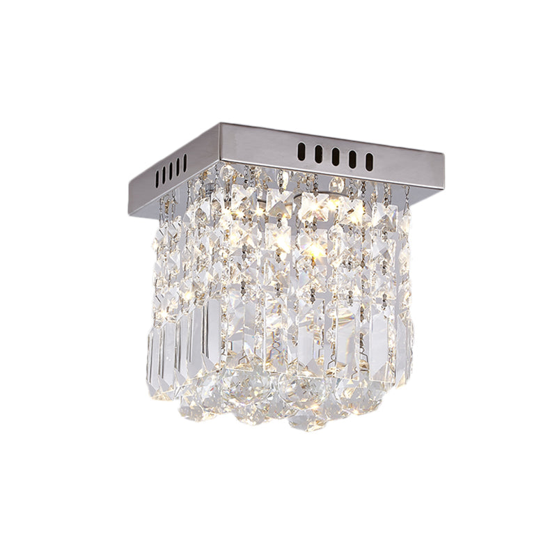 Modern Crystal Chrome Flush Mount Led Ceiling Light - 8’/16’ Cubic/Cuboid For Bedroom