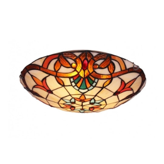 Antique Tiffany Glass Orange Led Flushmount Ceiling Light For Bedroom - Flower Flush Mount’