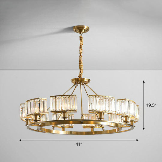 Gold Round Chandelier Pendant Light With Contemporary K9 Crystal For Elegant Living Room Décor 10 /