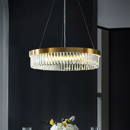 Modern Style Gold Chandelier Light With Crystal Prism: Perfect For Living Room