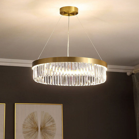 Modern Style Gold Chandelier Light With Crystal Prism: Perfect For Living Room