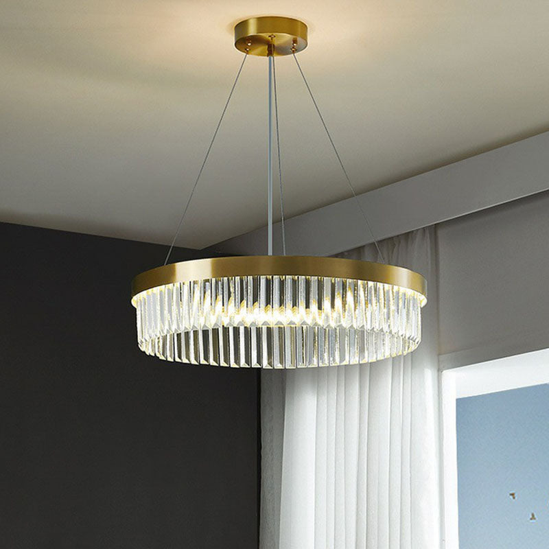 Modern Style Gold Chandelier Light With Crystal Prism: Perfect For Living Room