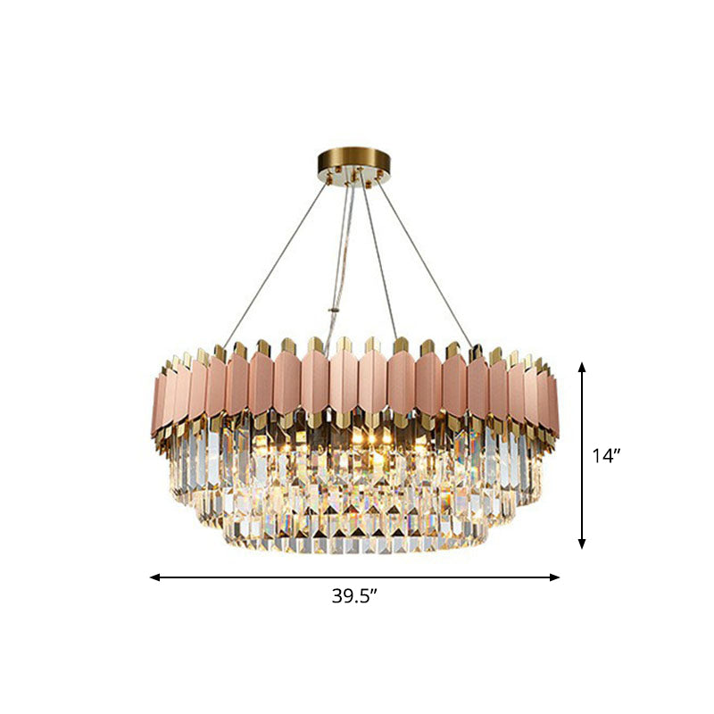Contemporary Pink Crystal Chandelier Pendant Light For Living Room