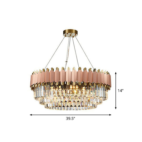 Contemporary Pink Crystal Chandelier Pendant Light For Living Room