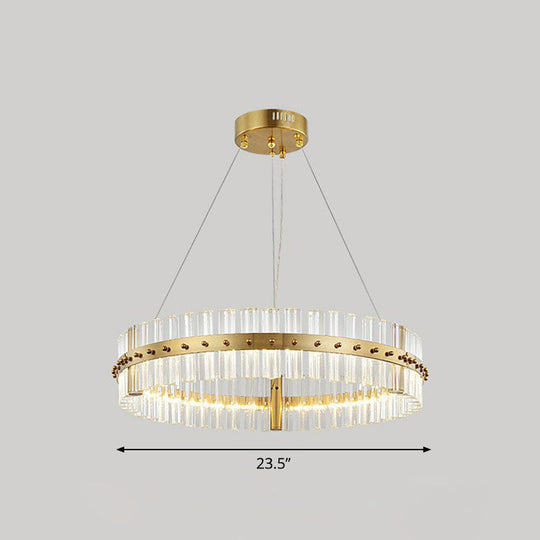 Minimalist Gold Led Crystal Ring Chandelier For Bedroom