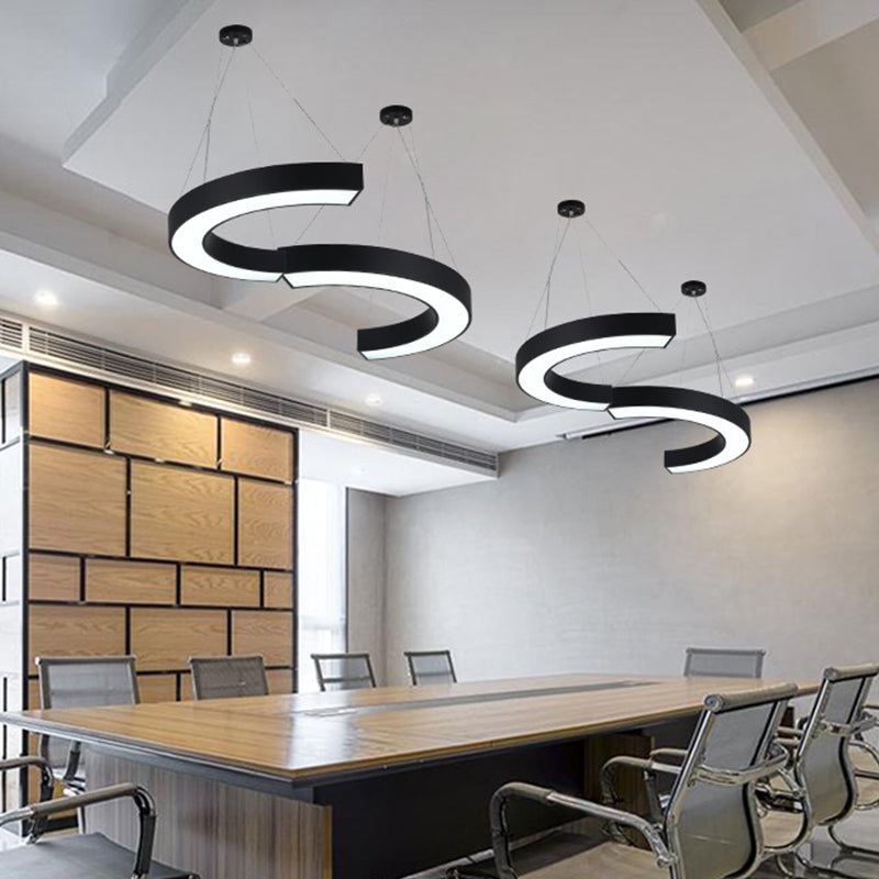 Modern Led Hanging Chandelier Light Fixture For Gymnasium - Curve Acrylic Design