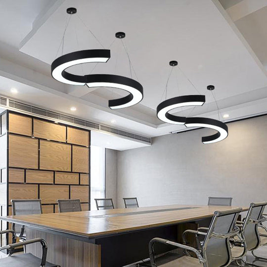 Modern Led Hanging Chandelier Light Fixture For Gymnasium - Curve Acrylic Design