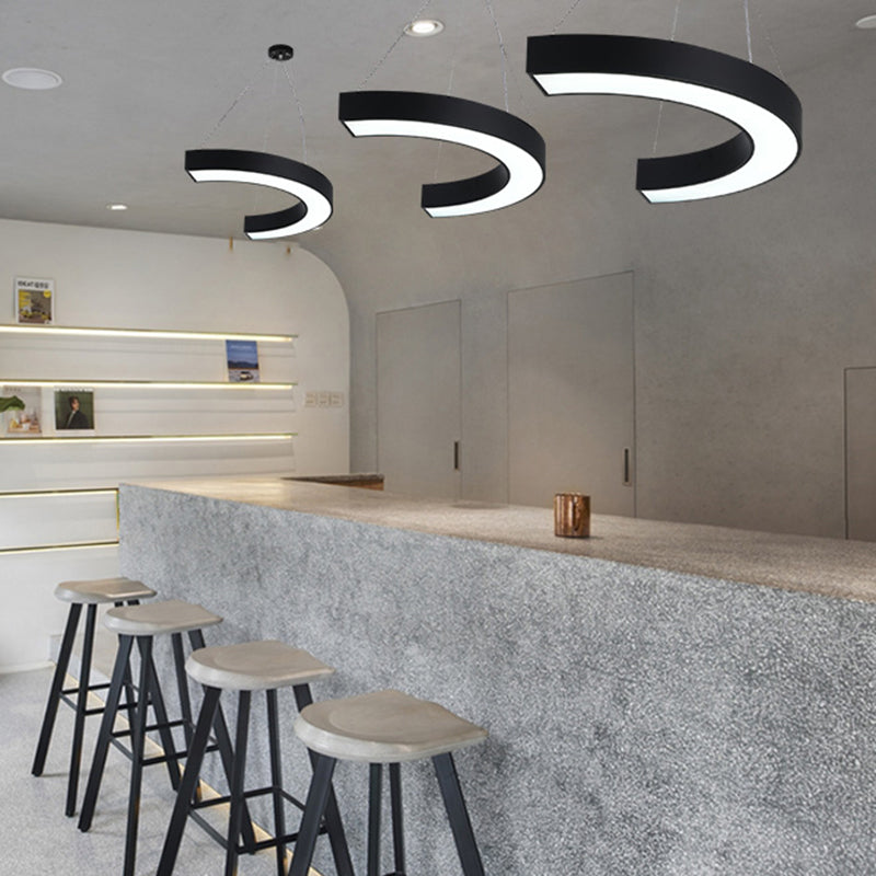 Modern Led Hanging Chandelier Light Fixture For Gymnasium - Curve Acrylic Design