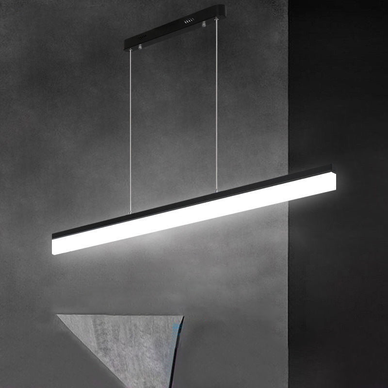 Minimalistic Black Acrylic Led Pendant Chandelier Kit For Linear Office Hanging