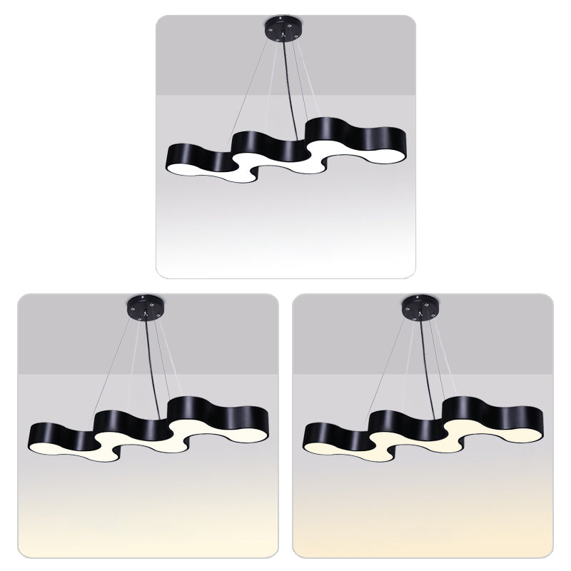 Modern Wave Led Suspension Light: Acrylic Chandelier For Meeting Rooms