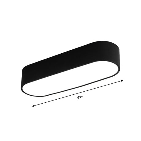Simple Black Metallic Oval Led Ceiling Lamp - Flush Mount Light Fixture For Aisle / 47.5